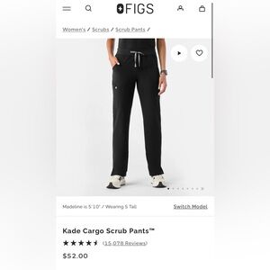 Figs Black Kade Scrub Pants XS